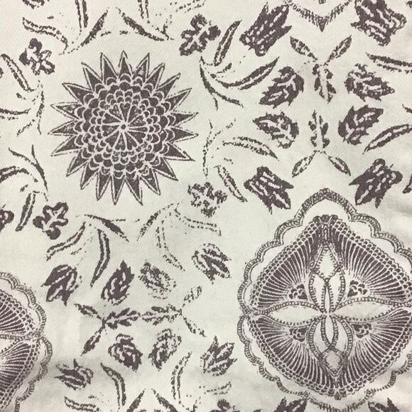 FREE PEOPLE Slim Ankle Crop Jeans Moroccan Mediallion Print Cream Brown 28 Boho - Picture 5 of 7